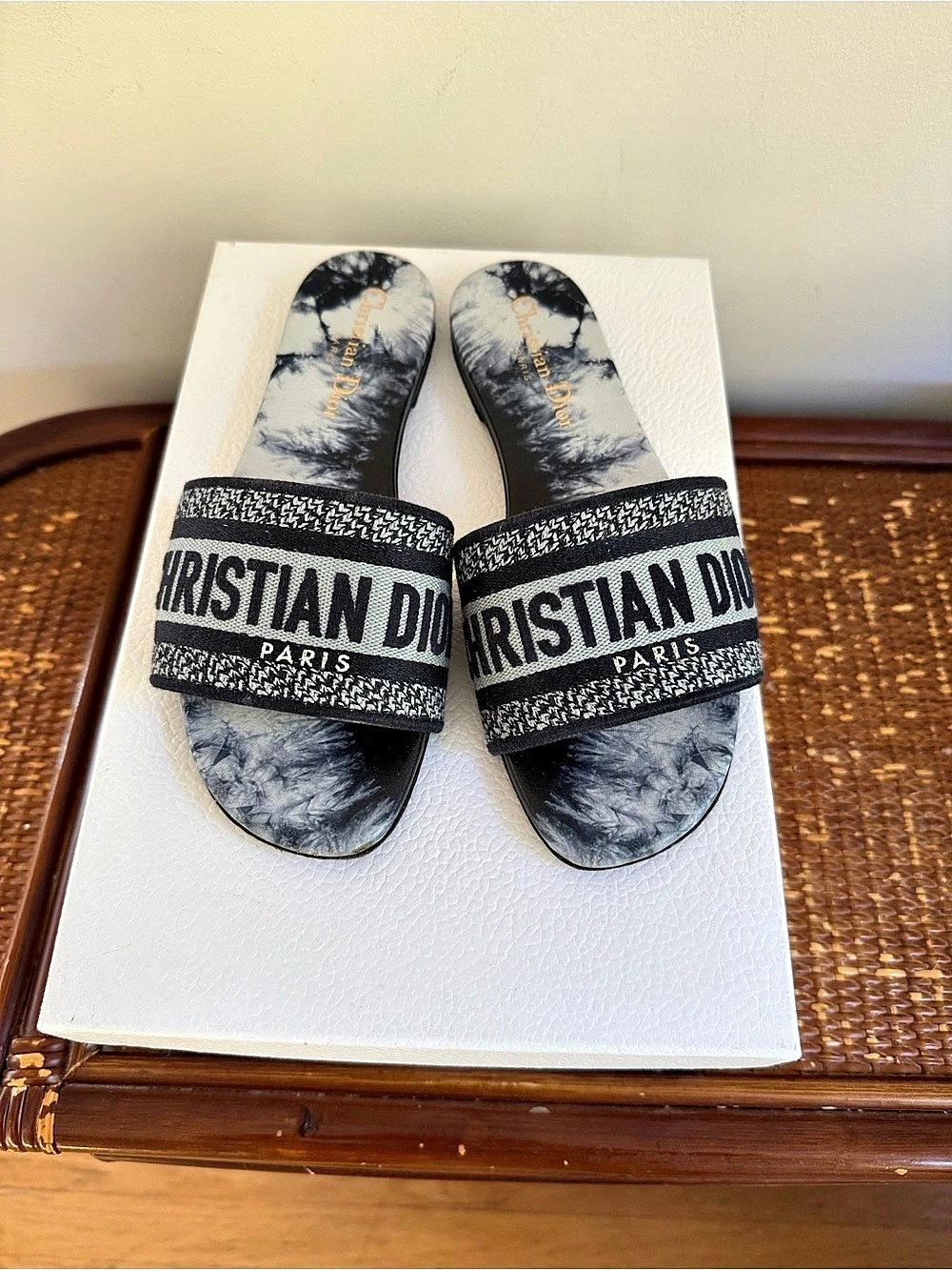 Christian Dior Dway Slides Navy, Gray and White US 6
